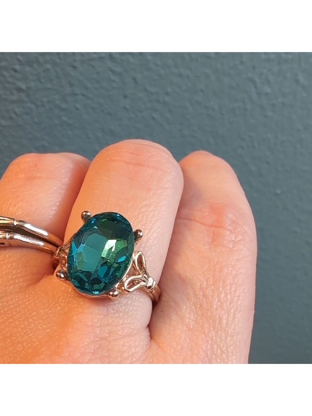 Tropical Blue And Gold Butterfly Wing Prong Ring